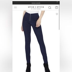Alice & Olivia navy suede leggings